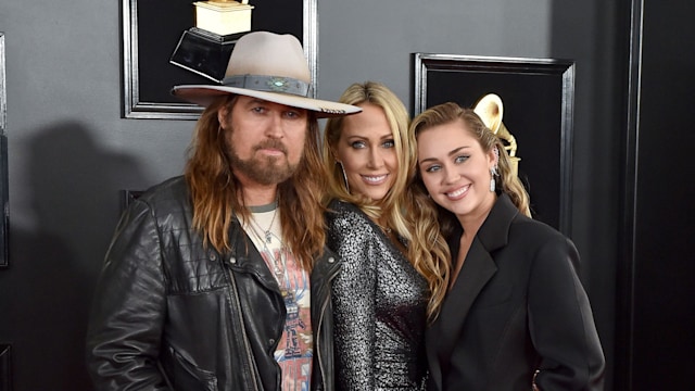 Billy Ray Cyrus, Tish Cyrus, and Miley Cyrus attend the 61st Annual GRAMMY Awards at Staples Center on February 10, 2019 in Los Angeles, California.