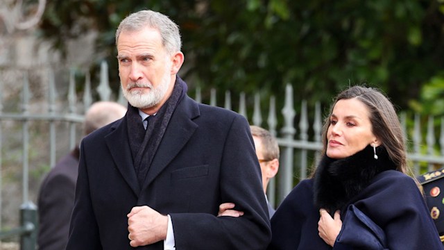 Spain's King Felipe and Queen Letizia arrive at st georges chapel