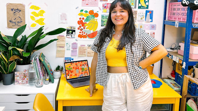 Lady posing in art studio