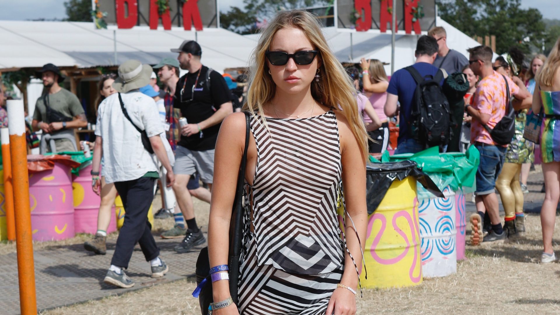 Lila Moss Cosplays Mother Kate Moss in Sheer Dress at Glastonbury 2024