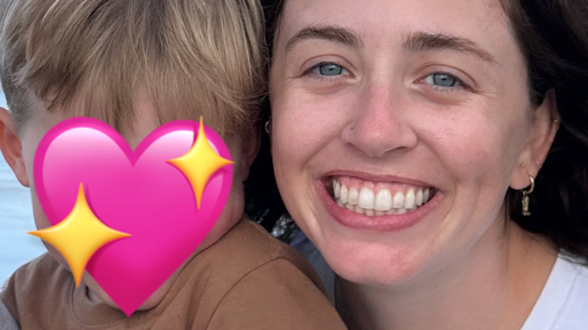 Tess and her nephew Charlie on the beach