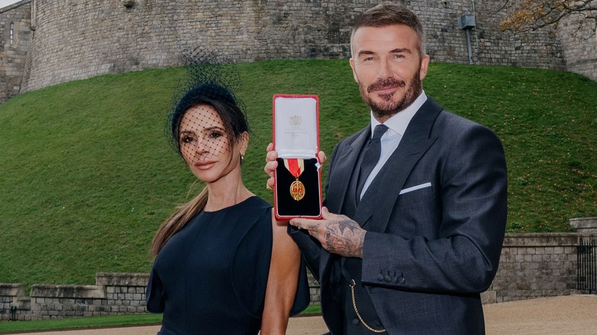 Victoria and David Beckham at Windsor Castle