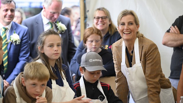 Sophie Duchess of Edinburgh makes pizza at the Driffield Show