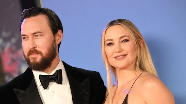 Danny Fujikawa and Kate Hudson attend the "Glass Onion: A Knives Out Mystery" European Premiere and Closing Night Gala during the 66th BFI London Film Festival at The Royal Festival Hall on October 16, 2022 in London, England.