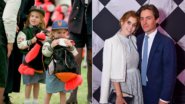 Princess Beatrice as a child with Eugenie, and with Edoardo Mapelli Mozzi