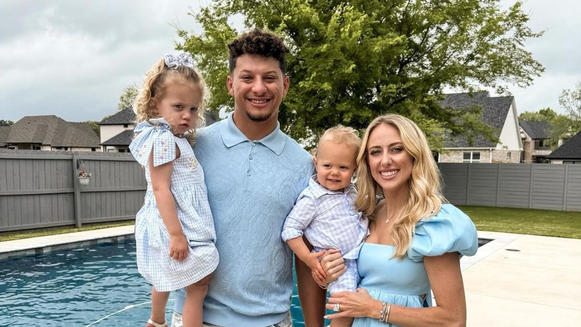 patrick mahomes with wife brittany and kids sterling and bronze at easter