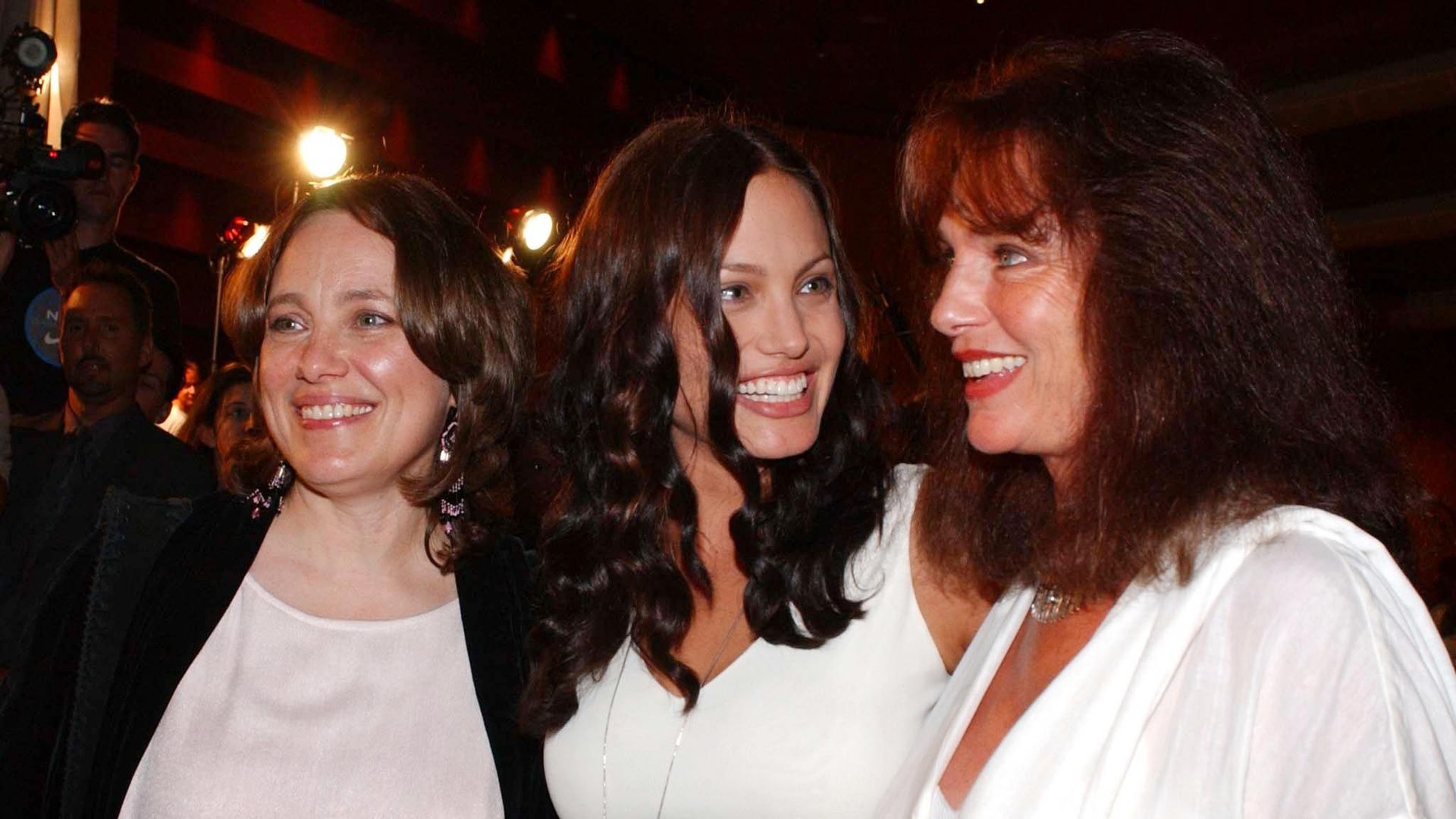 Angelina with her mother Marcheline Bertrand (left) and actress Jacqueline Bisset