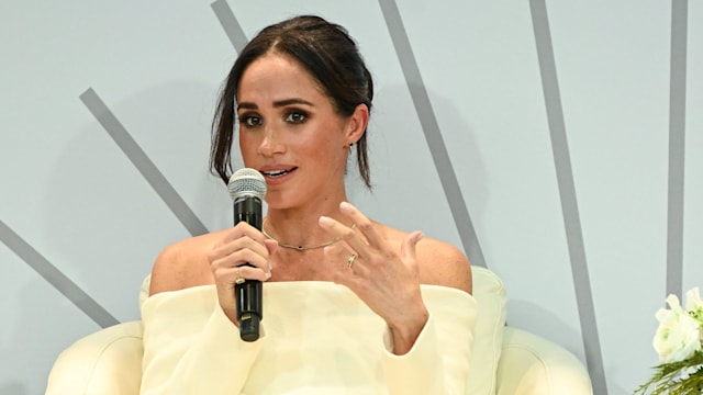 Meghan Markle speaks on stage at Archewell Foundation summit