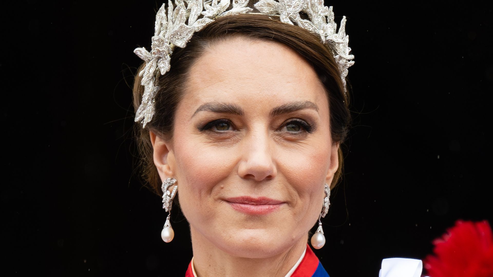 Catherine Princess of Wales on the balcony of Buckingham Palace following the Coronation of King Charles III and Queen Camilla 