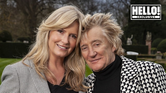 Penny Lancaster and Rod Stewart pose for HELLO! shoot at home