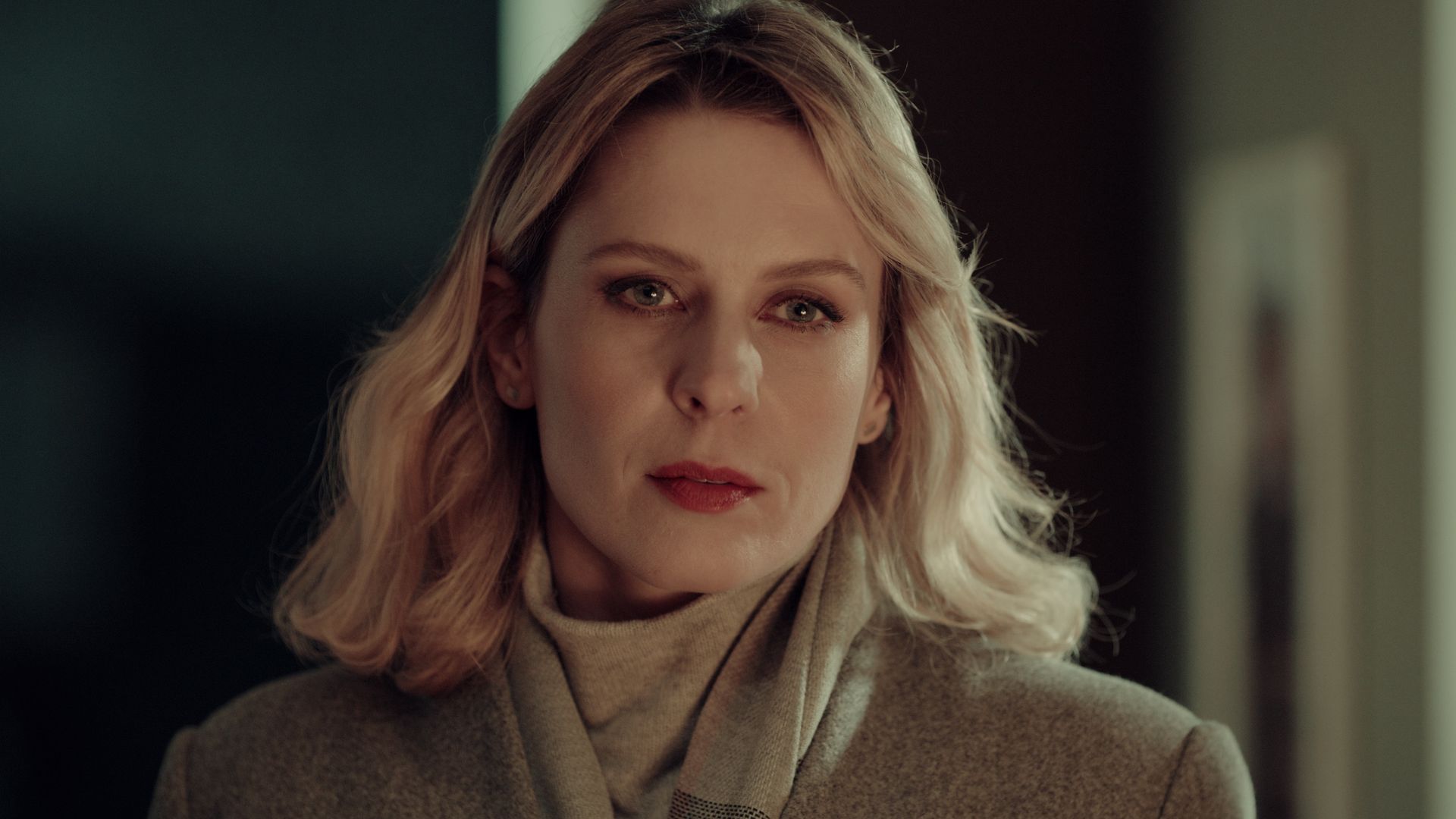 close-up of blonde woman