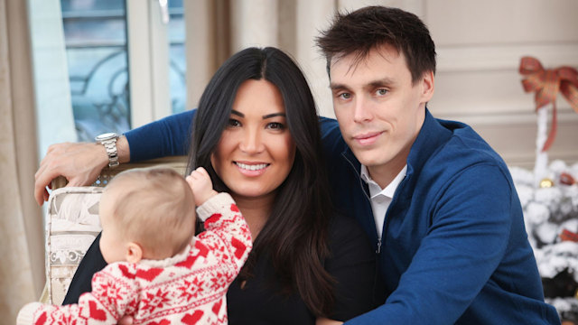 Louis and Marie Ducruet pose with baby daughter Victoire