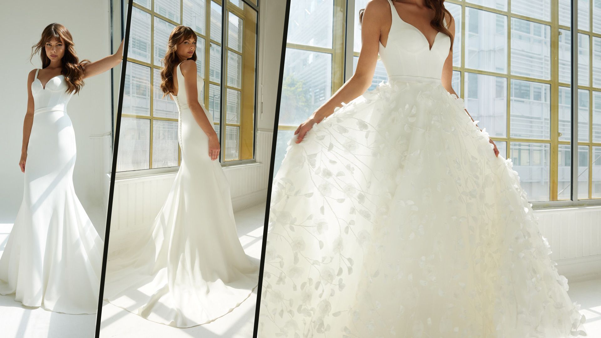 Wedding dress with an overlay skirt