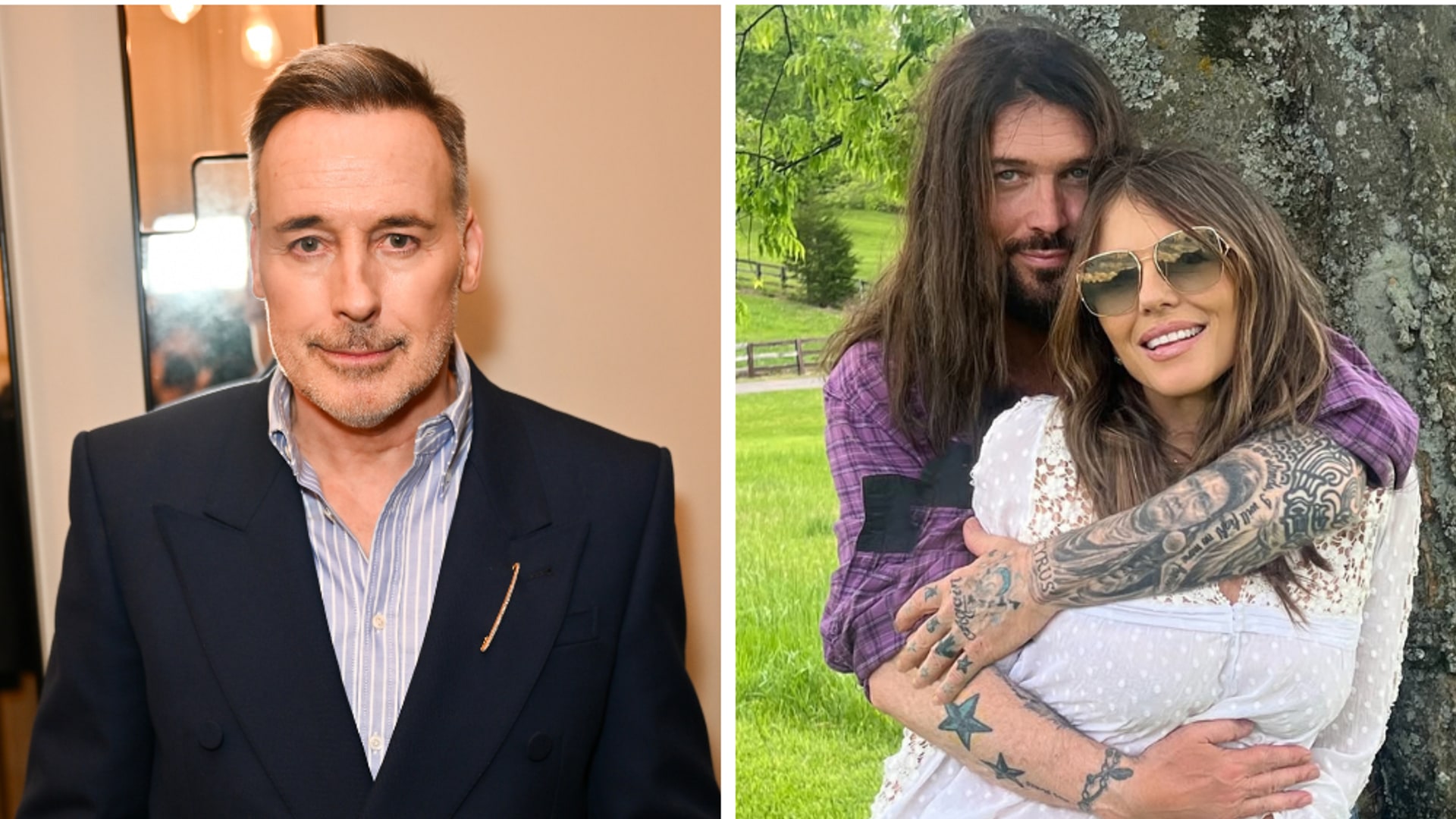 David Furnish split image Billy Ray Cyrus Elizabeth Hurley