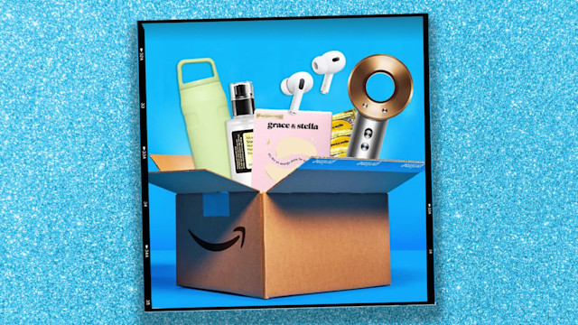 Products to buy on Amazon Prime Big Deal Days spilling out of an Amazon box