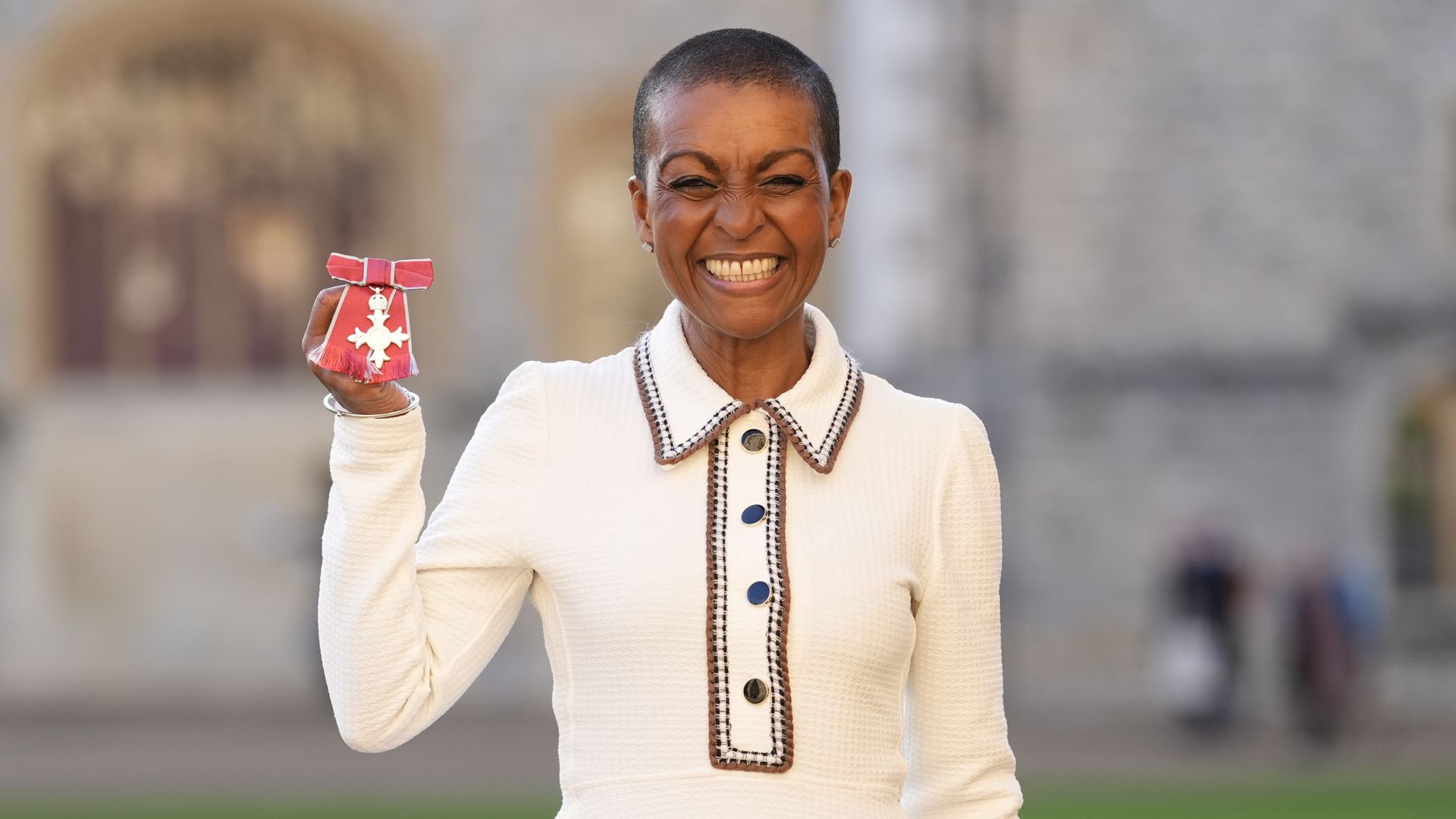 Lady Danbury gets an MBE: see Adjoa Andoh's touching moment with Prince William at Windsor Castle – best photos