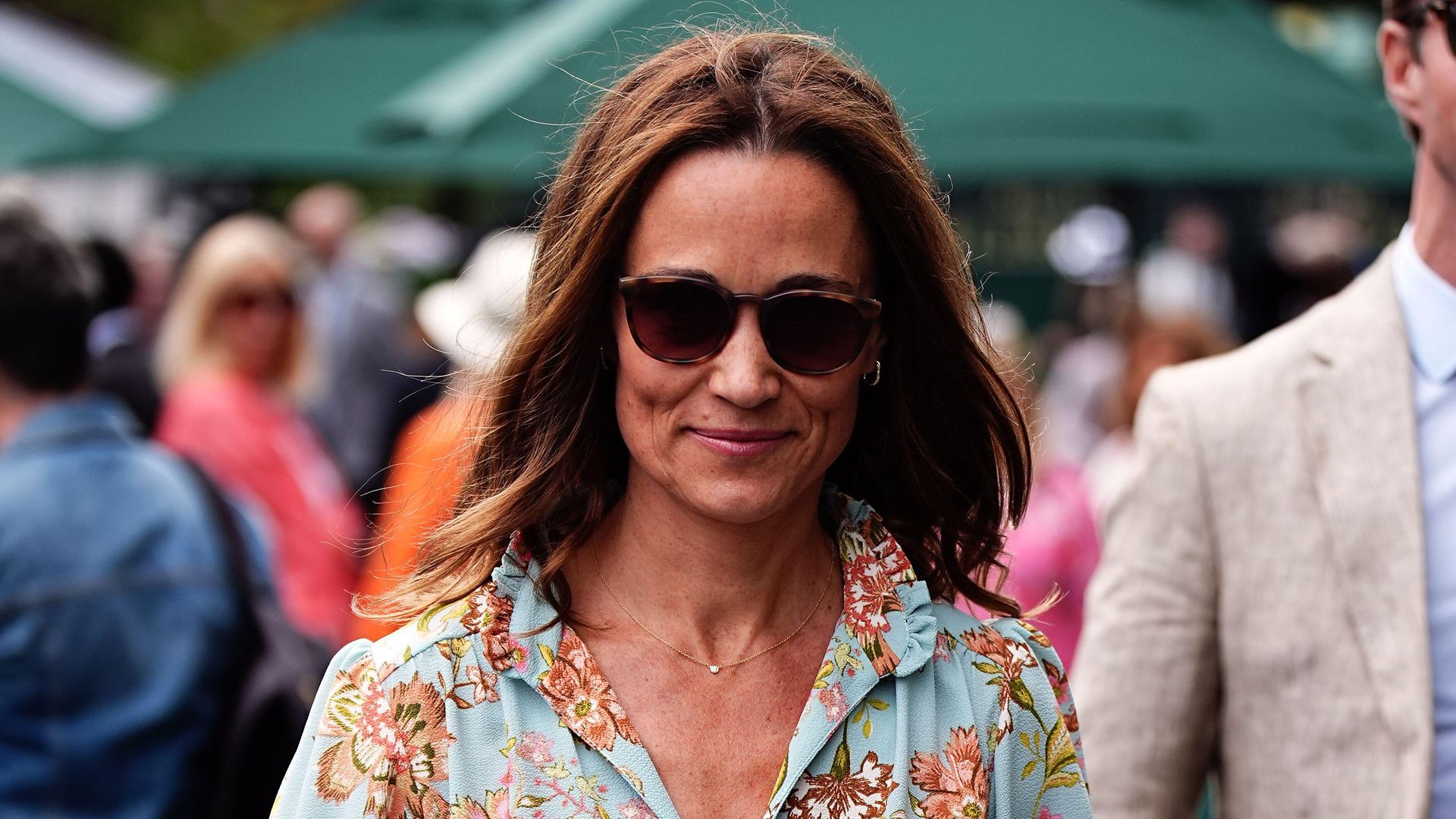 Pippa Middleton in a turquoise floral dress