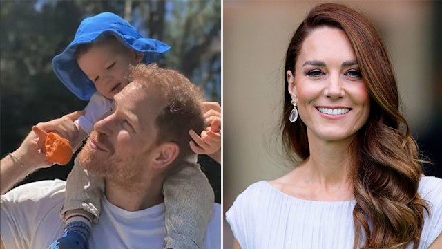 A split image of Kate Middleton and Prince Archie