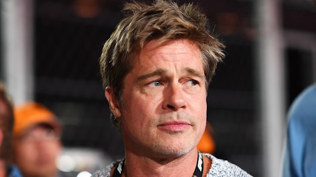 Brad Pitt, star of the upcoming Formula One based movie, Apex, walks in the Pitlane prior to qualifying ahead of the F1 Grand Prix of Las Vegas 