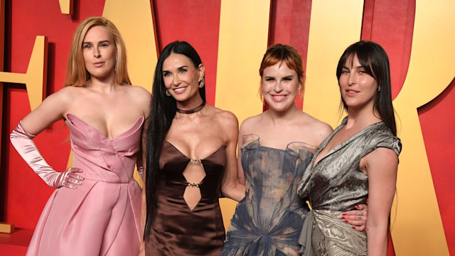 Demi Moore with her three daughters at the 2024 Vanity Fair Oscar Party