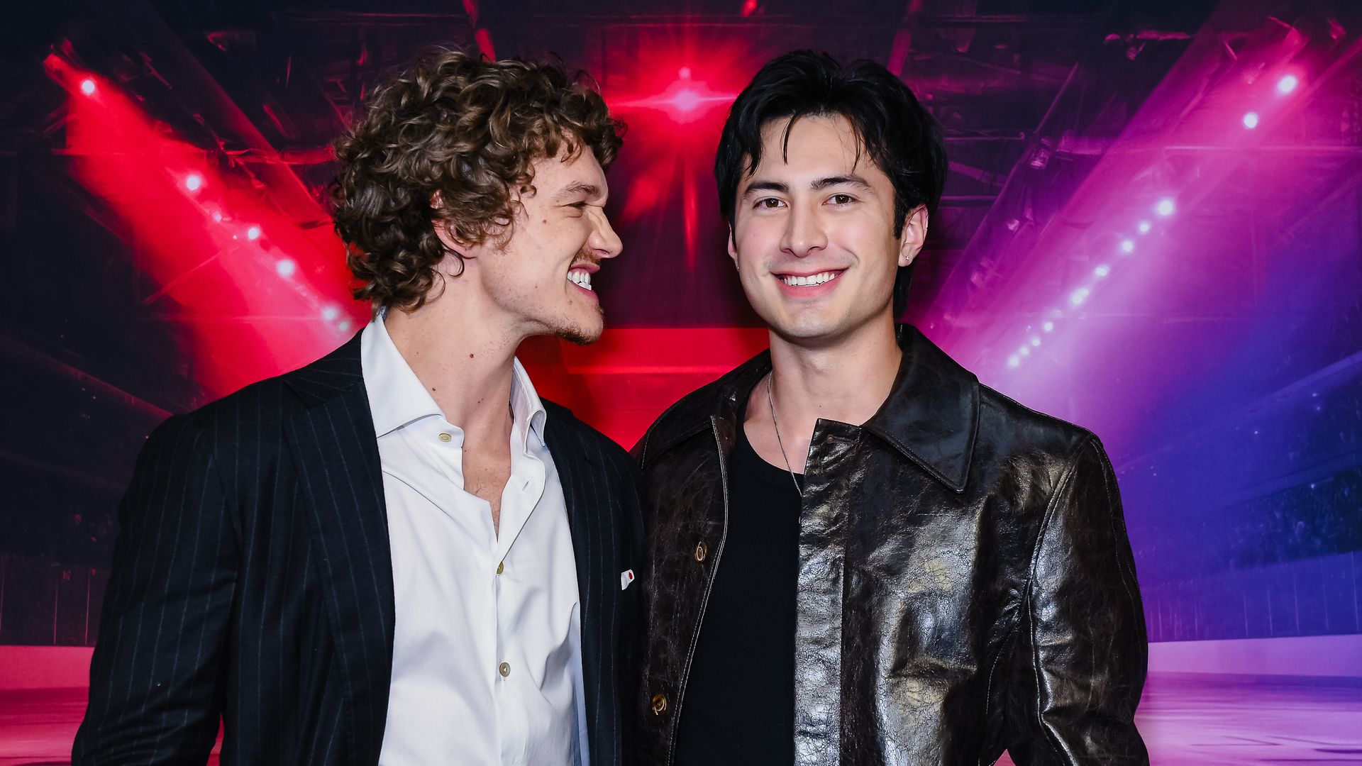 Connor Storrie standing with Hudson Williams