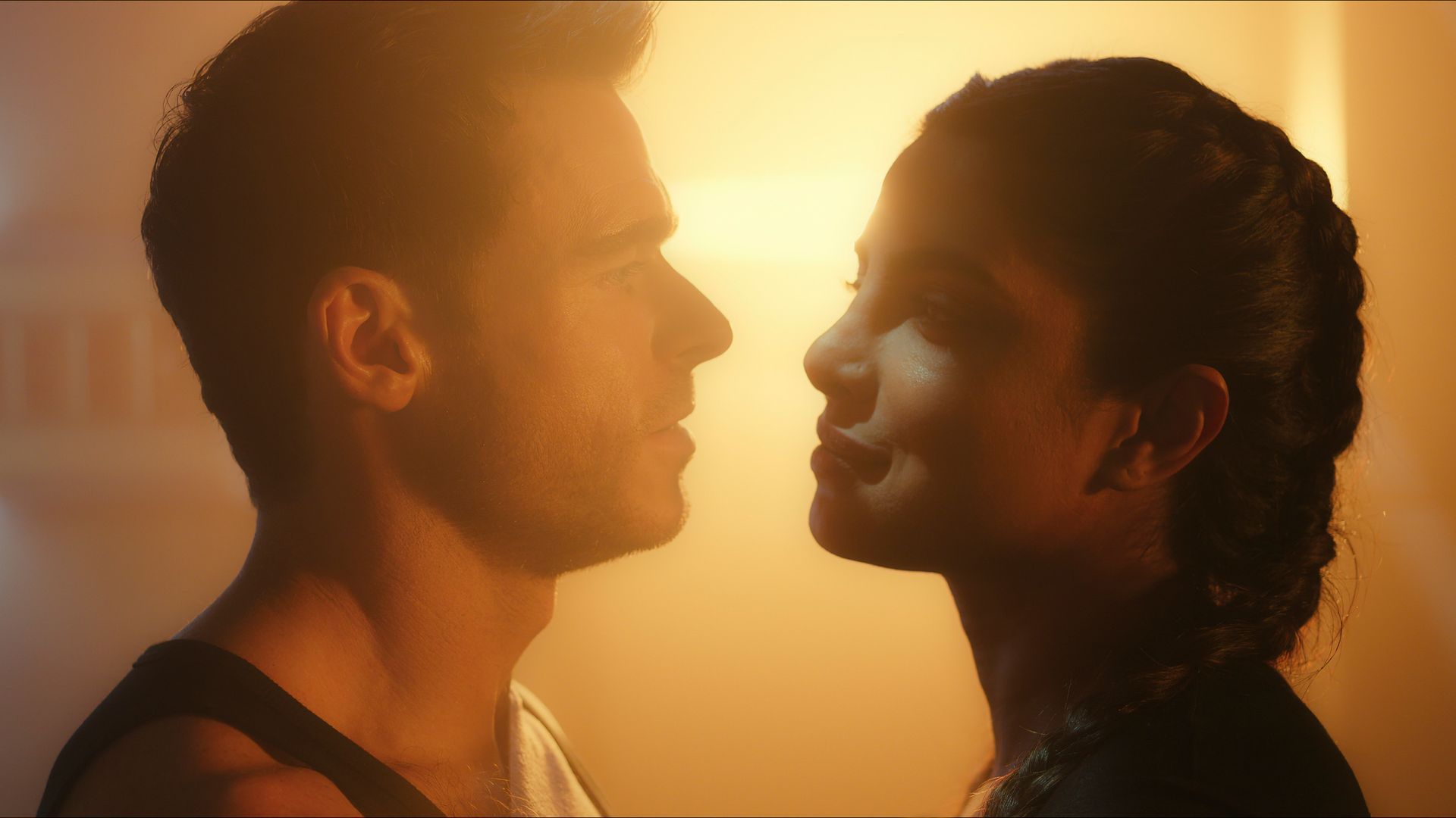Nadia and Mason stare into each other's eyes in Citadel