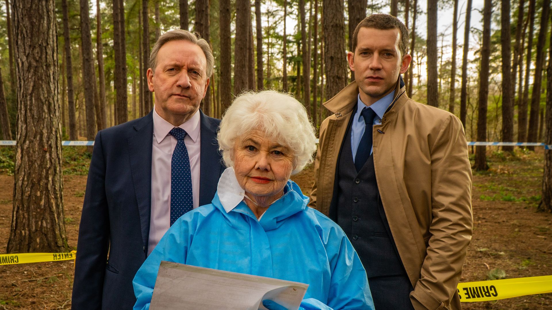 NEIL DUDGEON as DCI John Barnaby, ANNETTE BADLAND as Fleur Perkins and NICK HENDRIX as DS Jamie Winter in Midsomer Murders