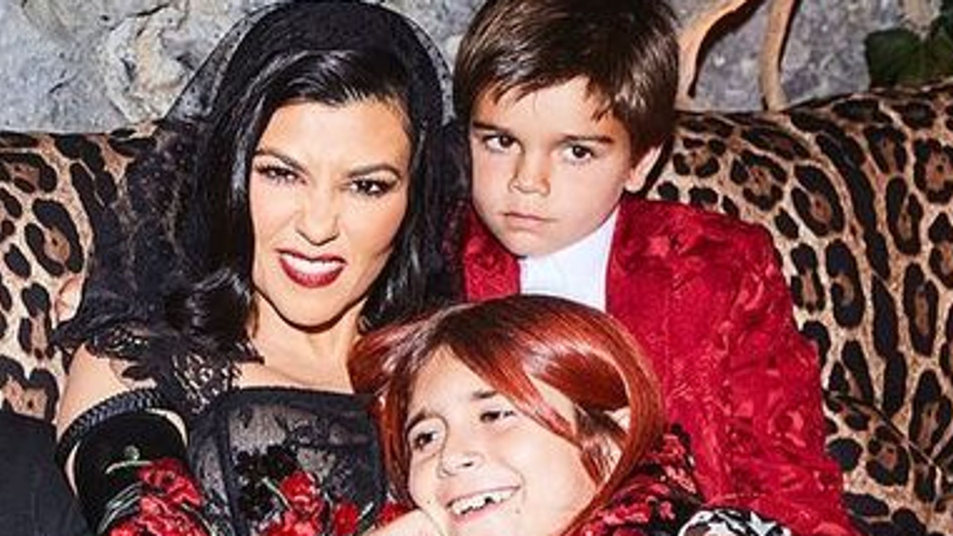 Kourtney Kardashian with son Reign and daughter Penelope Halloween