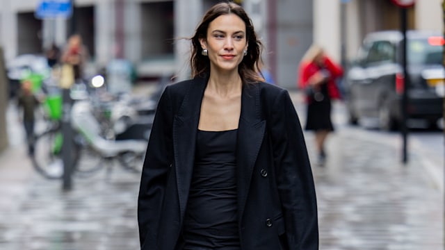 alexa chung in black coat