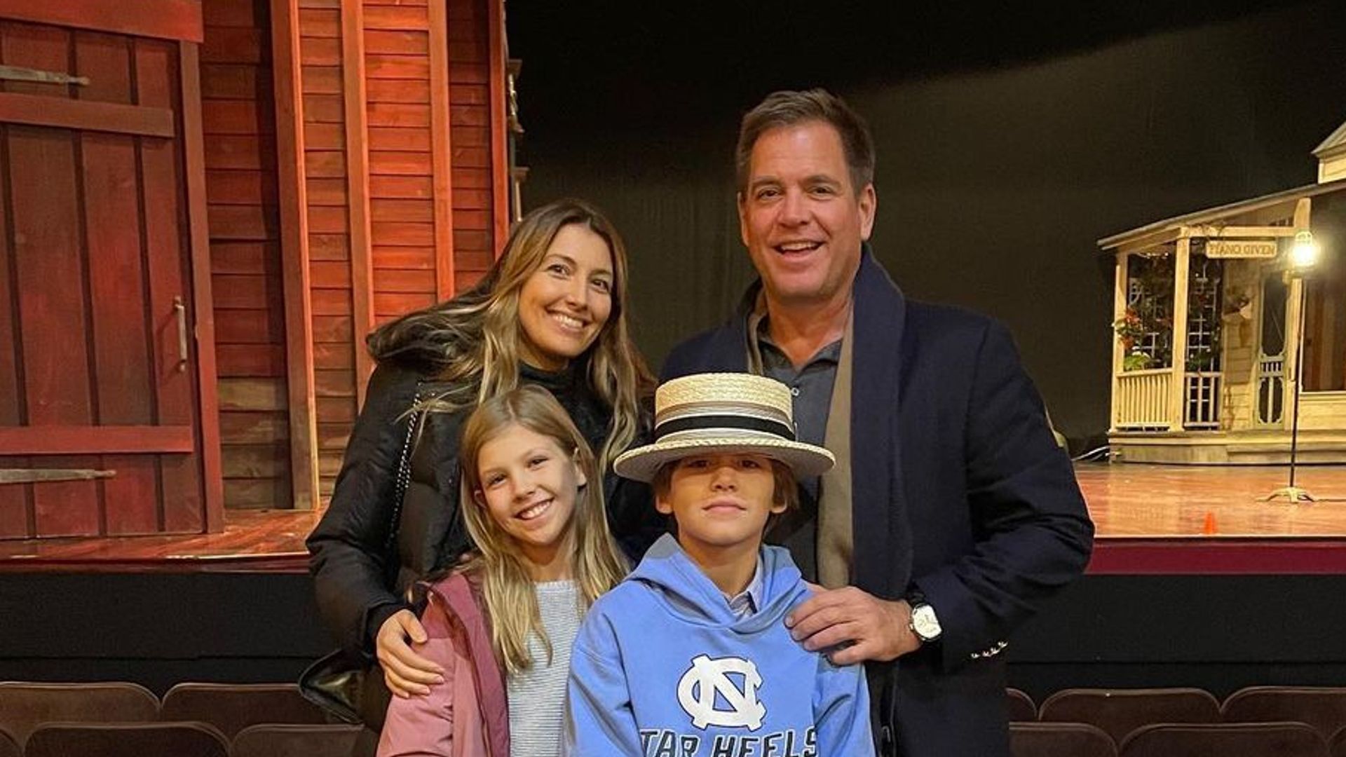 Michael Weatherly with his partner and two children