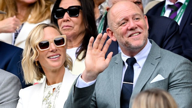 LONDON, ENGLAND - JULY 10: Zara Tindall and Mike Tindall attend day ten of the Wimbledon Tennis Championships at the All England Lawn Tennis and Croquet Club on July 10, 2024 in London, England. (Photo by Karwai Tang/WireImage)