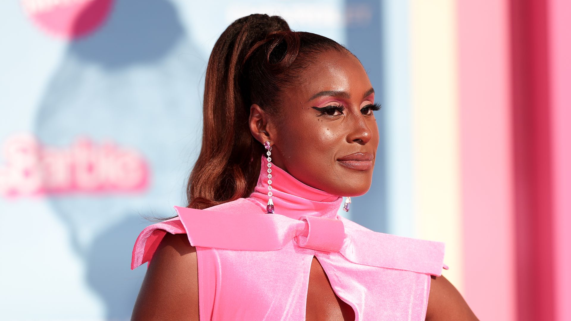 Issa Rae at the premiere of "Barbie" held at Shrine Auditorium and Expo Hall on July 9, 2023 in Los Angeles, California