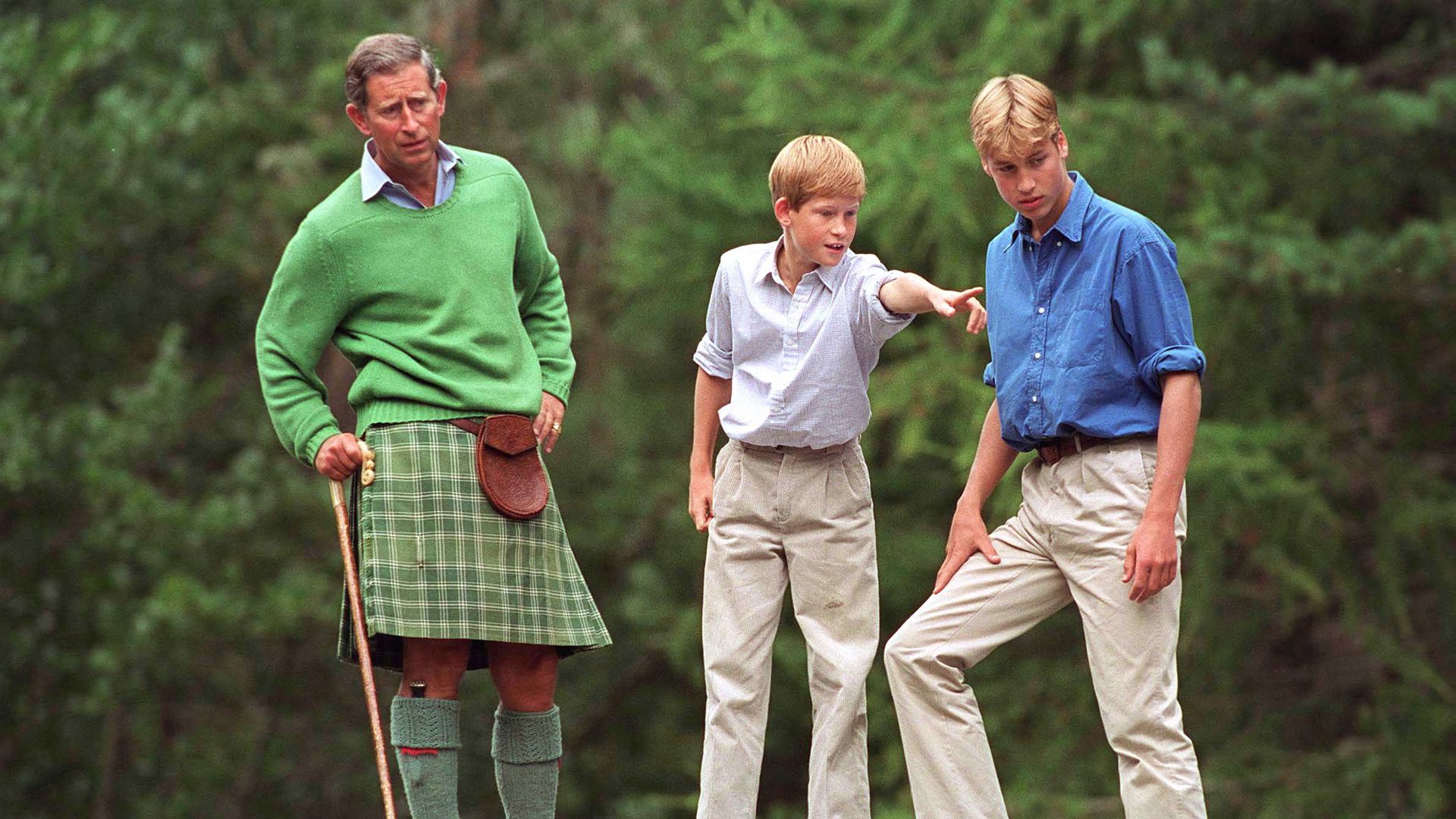 AUGUST 16:  Prince Charles With Prince  William And Prince Harry Visit Glen Muick On The Balmoral Castle Estate