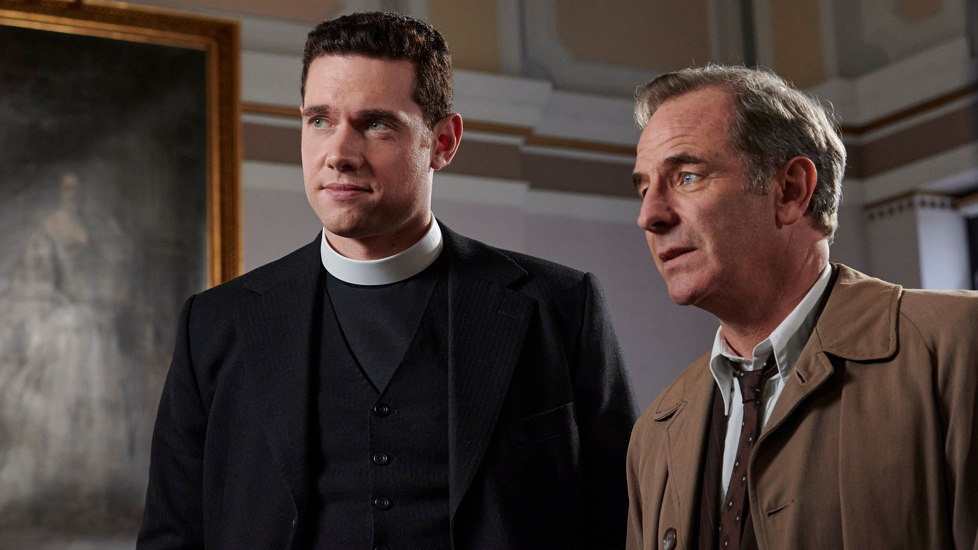 Tom Brittney as Rev. Will Davenport and Robson Green as DI Geordie Keating