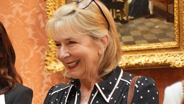Princess Anne, Princess Royal with Ruth Wilson (centre) and Fern Britton during a reception celebrating exceptional individuals and organisations contributing towards humanitarian efforts across the globe at Buckingham Palace on February 20, 2025 in London, England. 