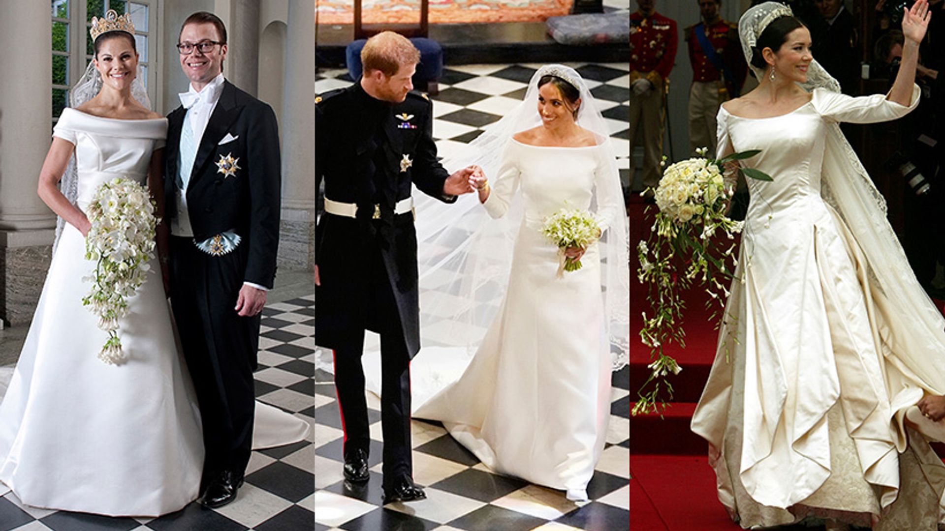 comparison of meghan markle princess mary princess victoria wedding dress