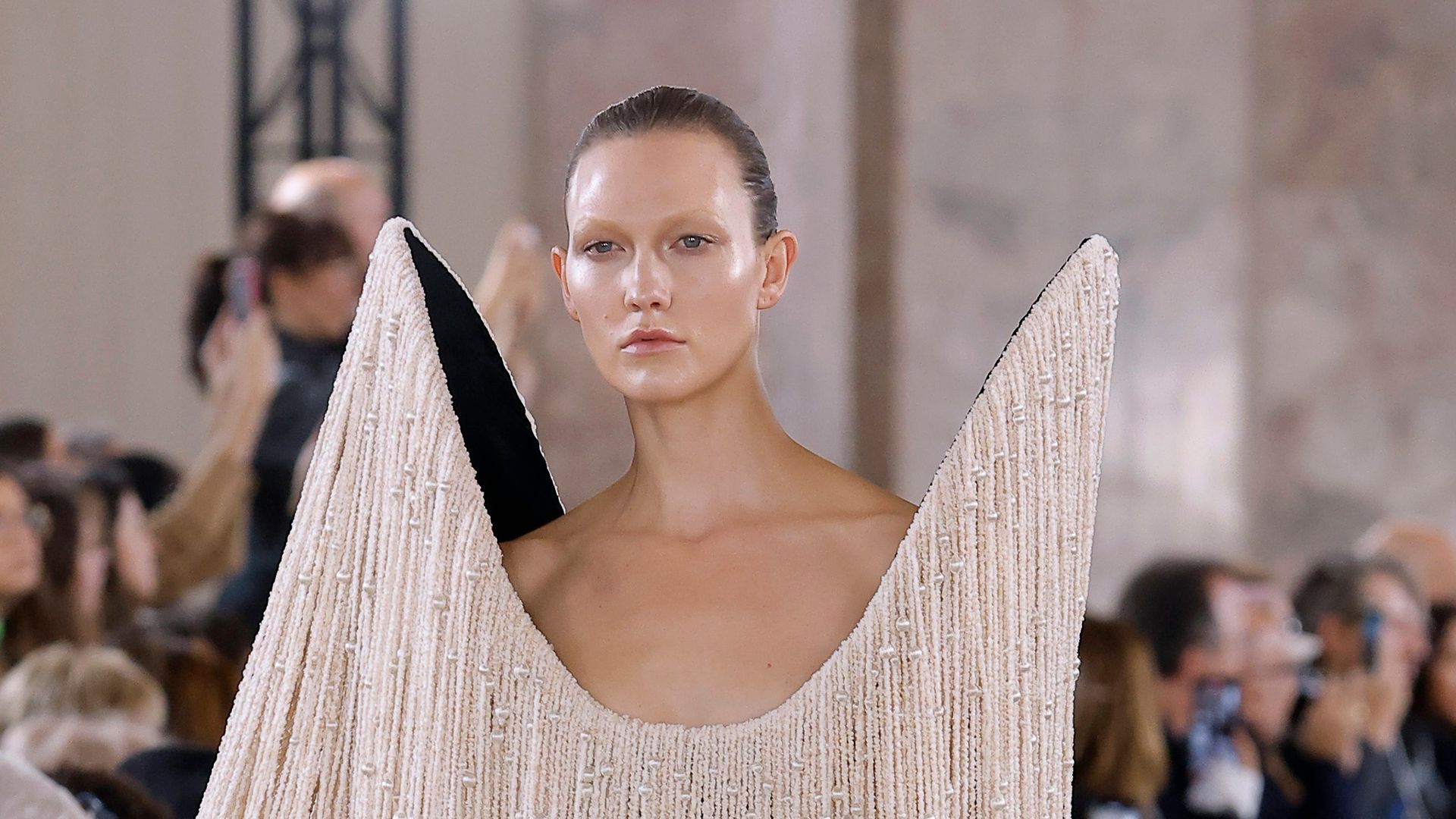 Karlie Kloss walks the runway during the Schiaparelli Haute Couture Spring/Summer 2024