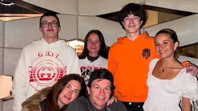 Mark Wahlberg and Rhea Durham with their four children Michael, Grace, Brendan and Ella for the family's Thanksgiving dinner at Nobu, Las Vegas, shared on Instagram