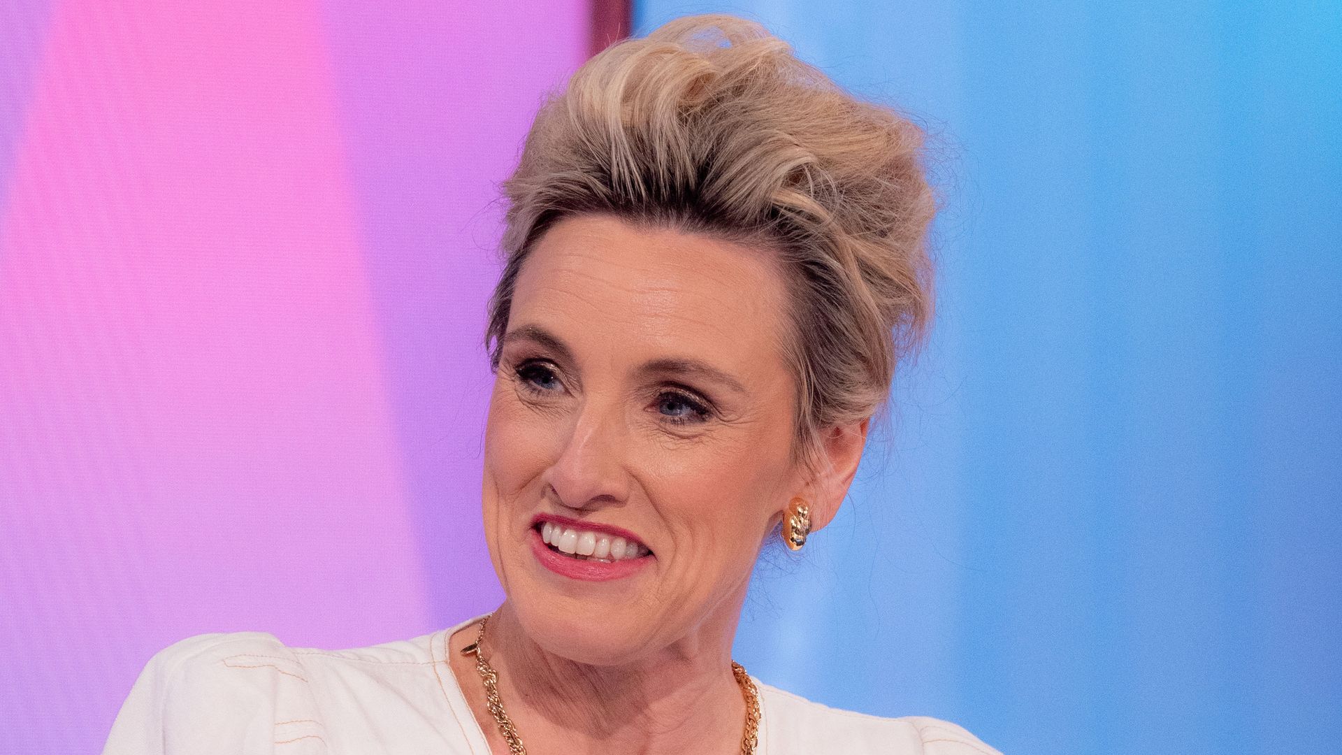 Grace Dent on Loose Women in white dress