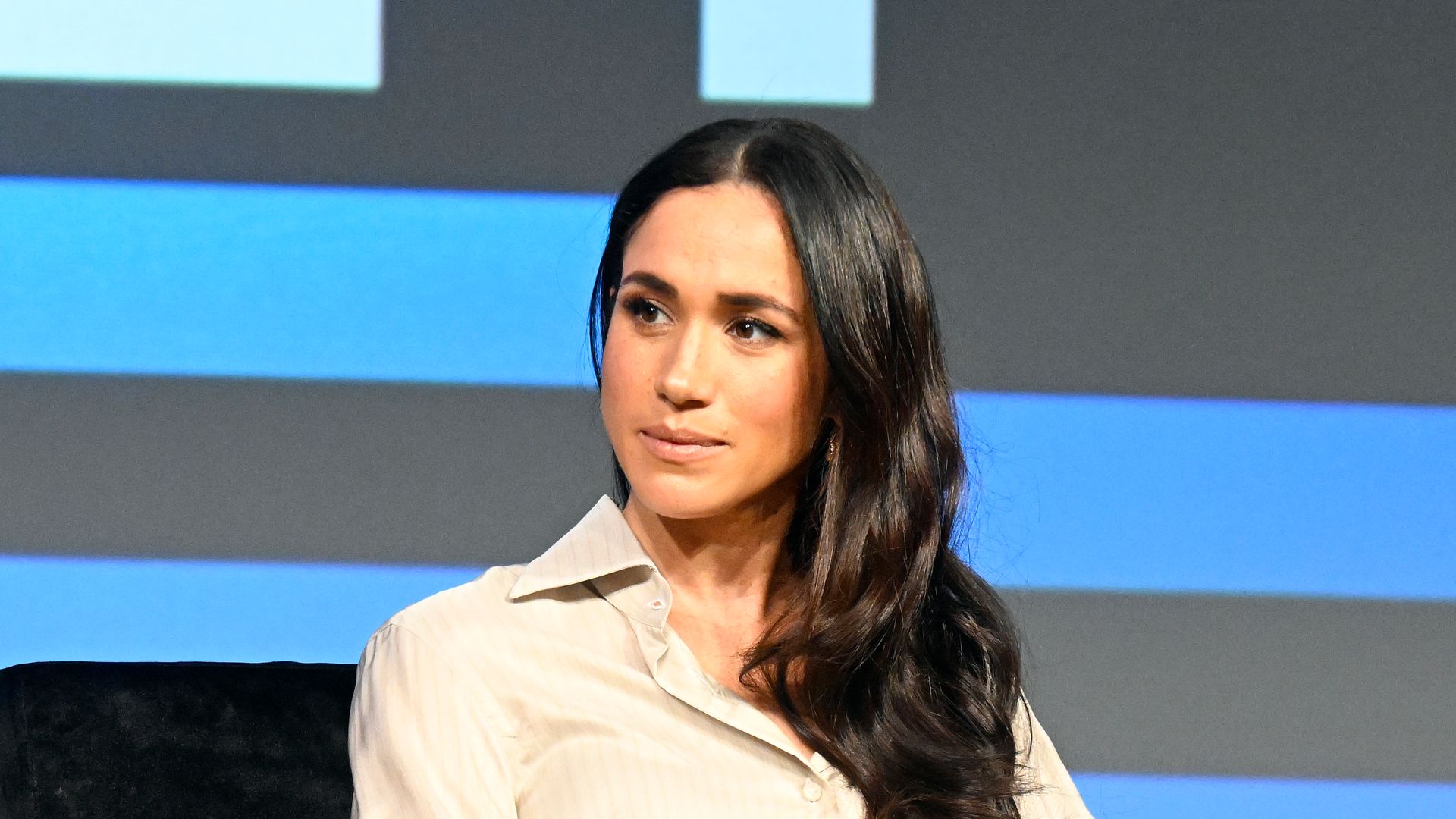 Meghan, Duchess of Sussex speaks onstage during the Breaking Barriers, Shaping Narratives: How Women Lead On and Off the Screen panel 