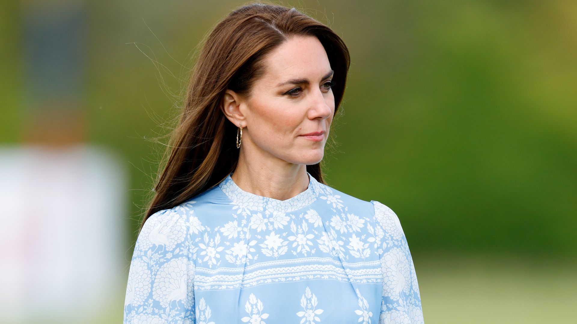 Kate Middleton wearing blue dress at the polo