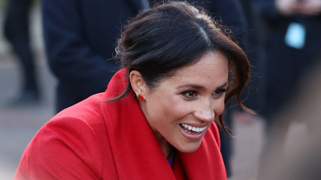 meghan markle red coat 