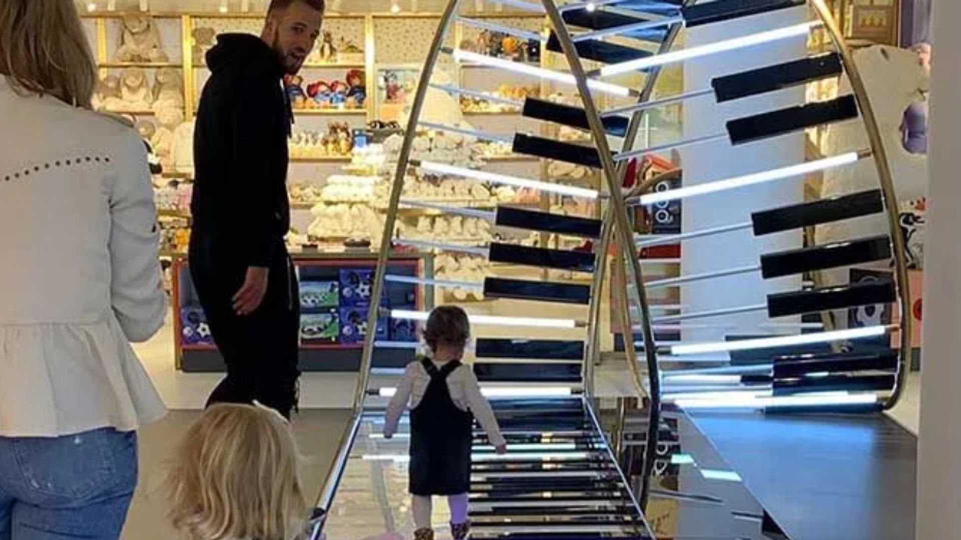 Hary Kane at Selfridges with his wife and two daughters