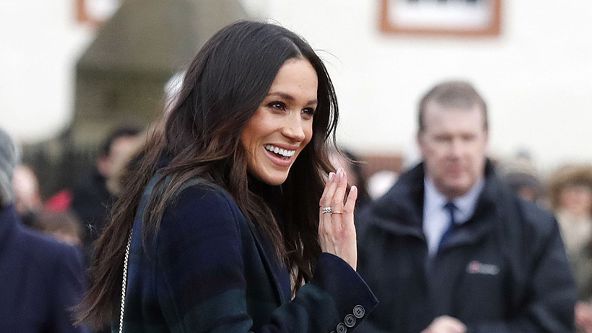 Meghan Markle in Burberry Coat, Strathberry Bag in Scotland: Shop
