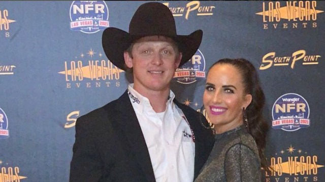 Photo of rodeo star Spencer Wright with his wife Kallie Wright.