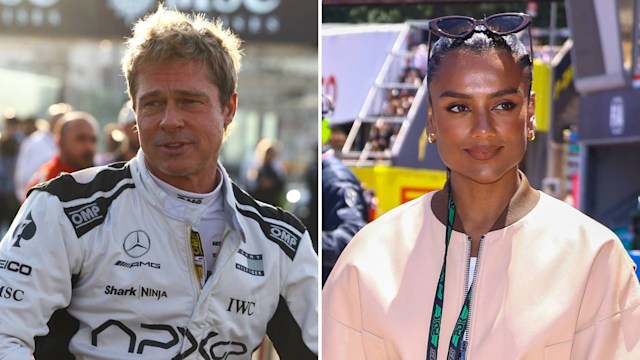 Split image of Brad Pitt and Simone Ashley