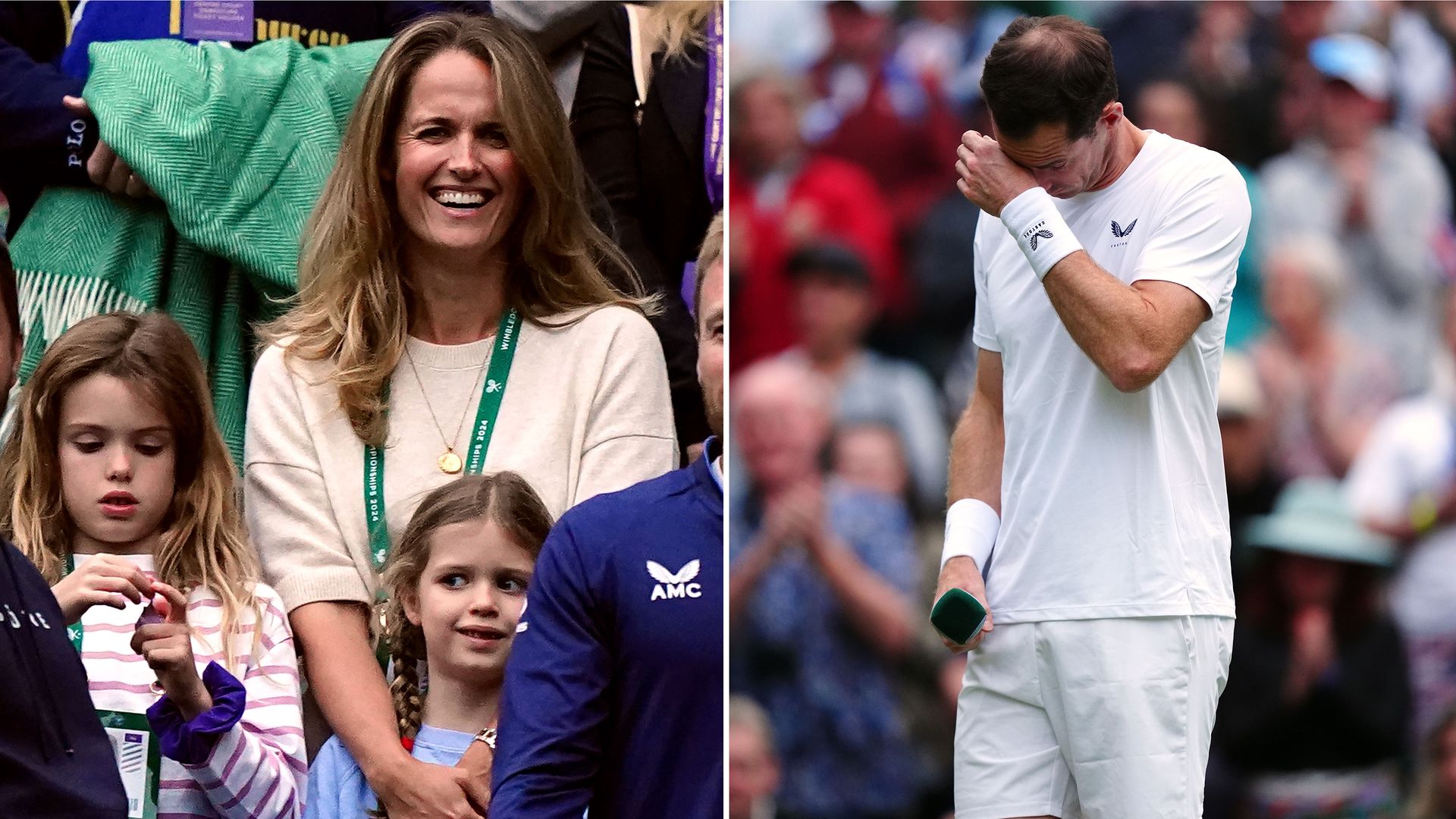 Andy Murray was supported by wife Kim and two of his children during his centre court tribute at Wimbledon