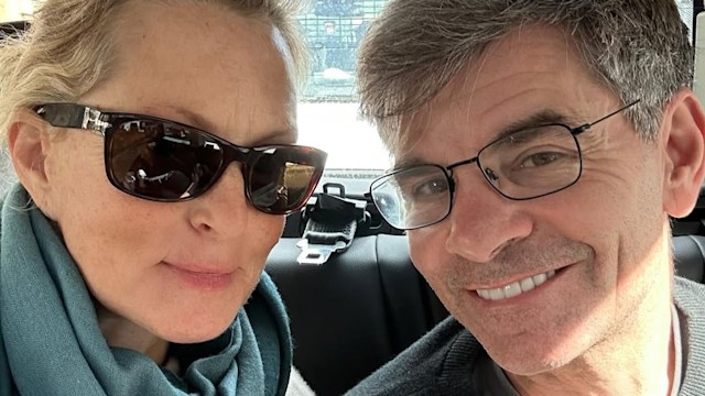 george stephanopoulos and ali wentworth smiling in the back of a car 