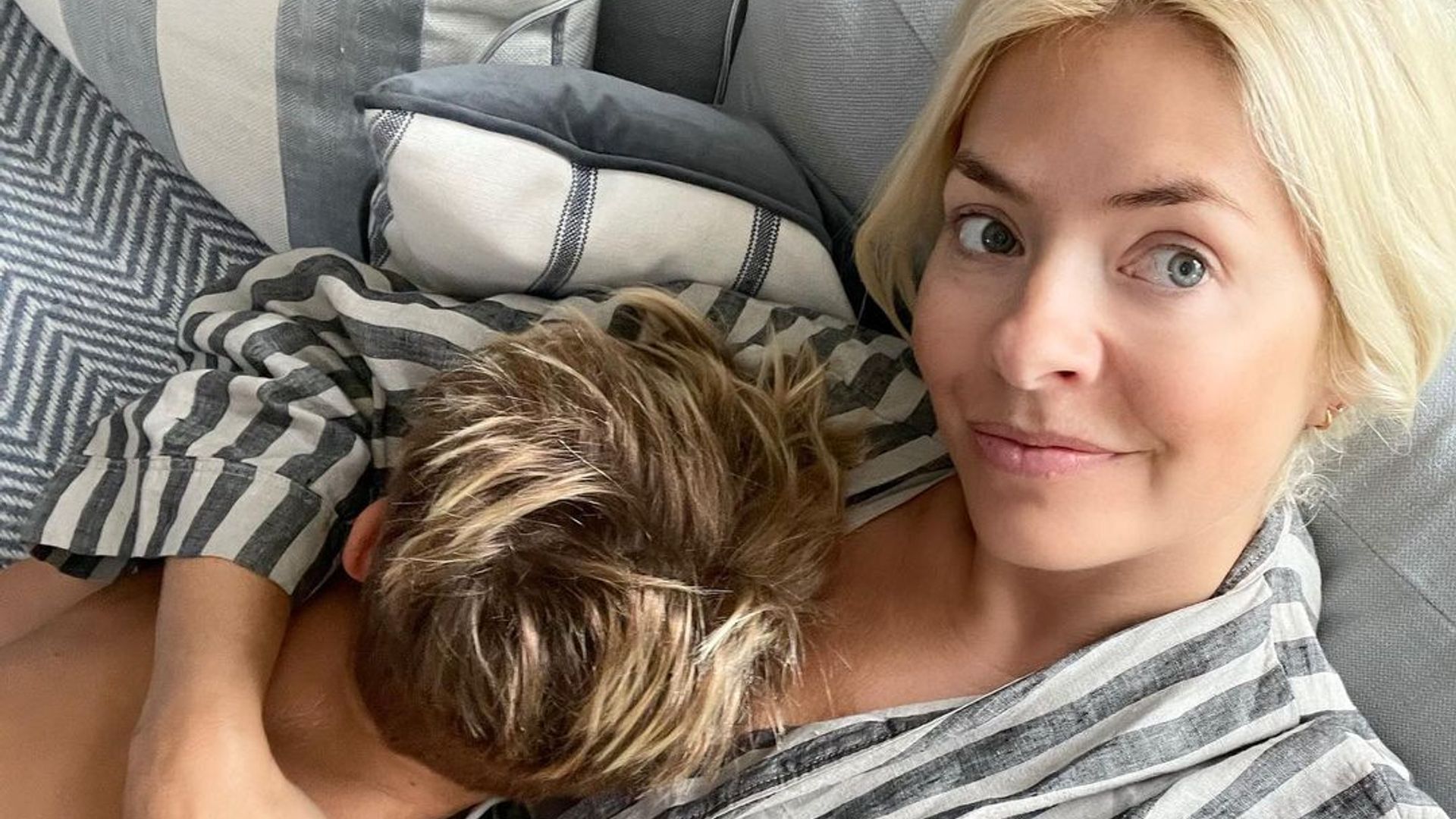 Holly Willoughby hugging son