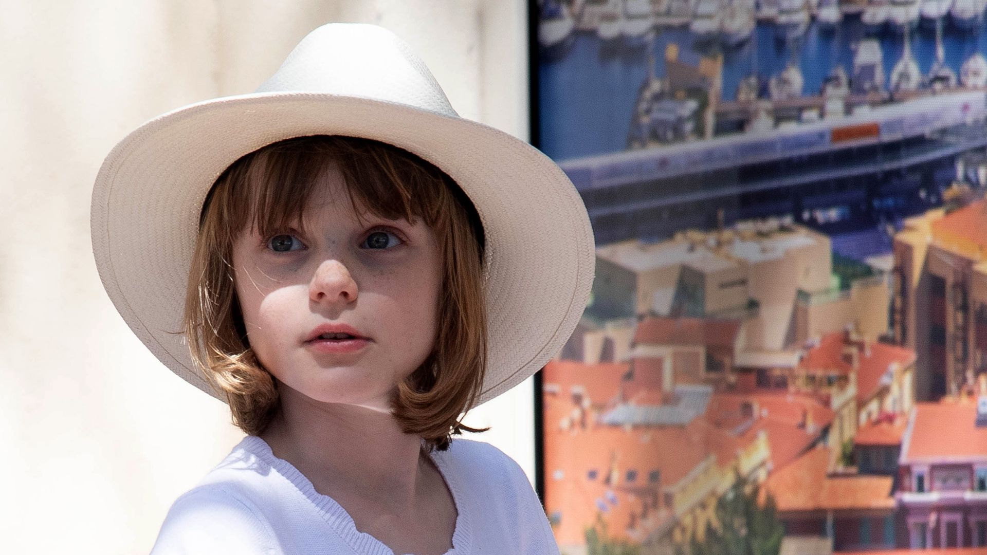 MONACO, MONACO - MAY 31: (EDITOR'S NOTE : NO TABLOIDS WEB & PRINT, NO DAILY MAIL, NO DAILY MAIL GROUP, NO VOICI, NO CLOSER) Princess Gabriella of Monaco takes part in a painting workshop during celebrations to mark the birth of the late Rainier III in Monaco on May 31, 2023. (Photo by Pierre Villard/SC Pool - Corbis/Corbis via Getty Images)